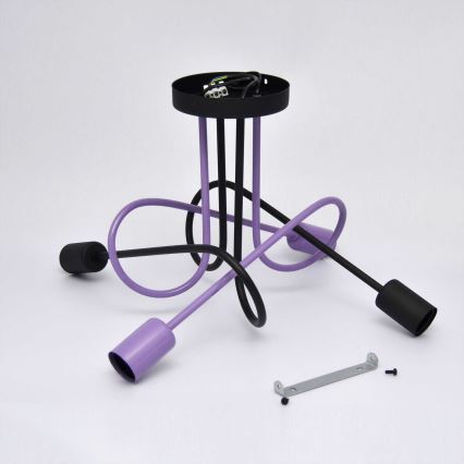 Полилей за повърхностен монтаж OXFORD 4xE27/15W/230V черен/лилава