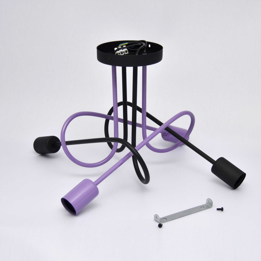 Полилей за повърхностен монтаж OXFORD 4xE27/15W/230V черен/лилава