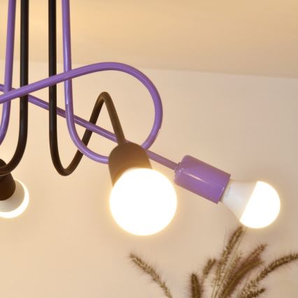 Полилей за повърхностен монтаж OXFORD 4xE27/15W/230V черен/лилава