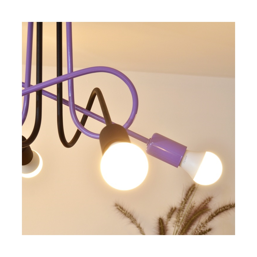 Полилей за повърхностен монтаж OXFORD 4xE27/15W/230V черен/лилава