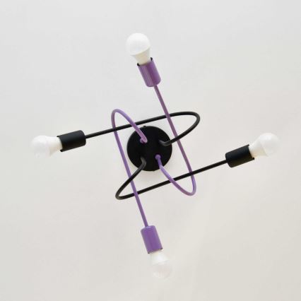 Полилей за повърхностен монтаж OXFORD 4xE27/15W/230V черен/лилава