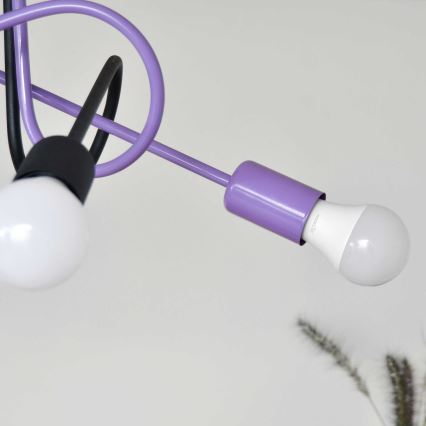 Полилей за повърхностен монтаж OXFORD 4xE27/15W/230V черен/лилава