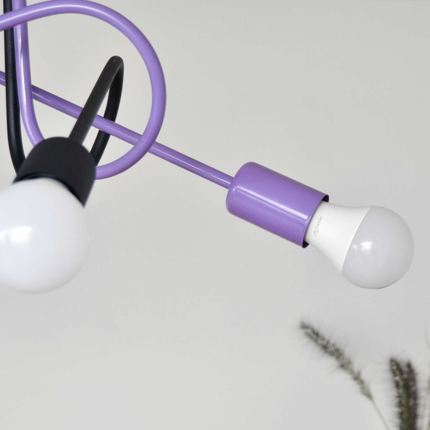 Полилей за повърхностен монтаж OXFORD 4xE27/15W/230V черен/лилава