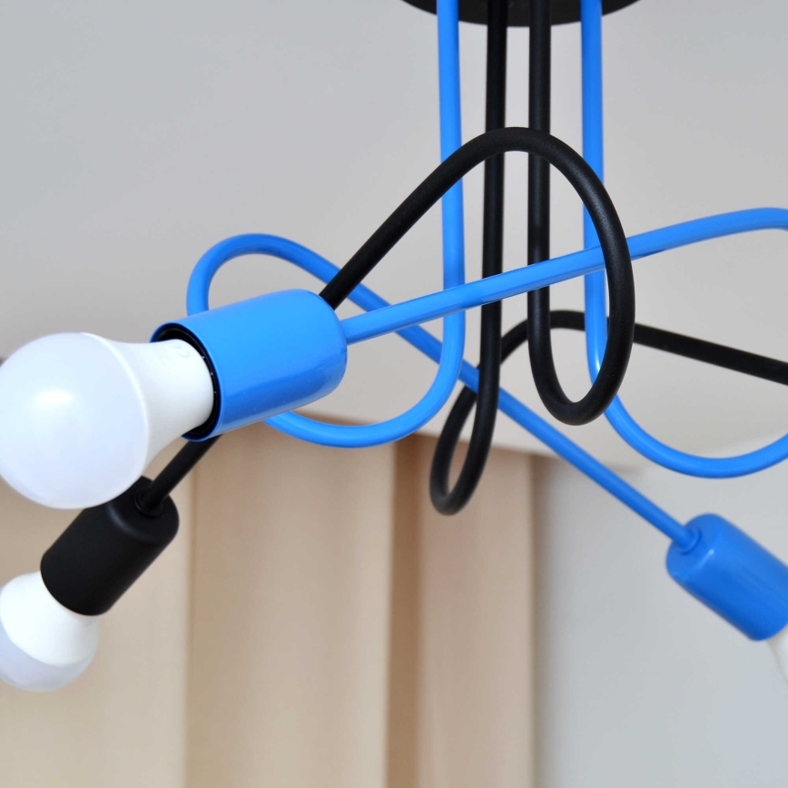 Полилей за повърхностен монтаж OXFORD 4xE27/15W/230V черен/син