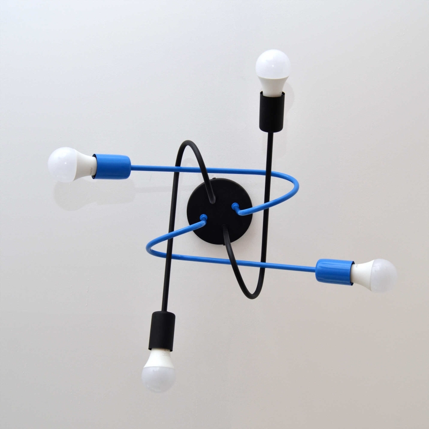 Полилей за повърхностен монтаж OXFORD 4xE27/15W/230V черен/син