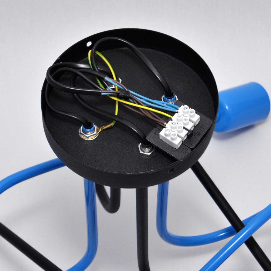 Полилей за повърхностен монтаж OXFORD 4xE27/15W/230V черен/син