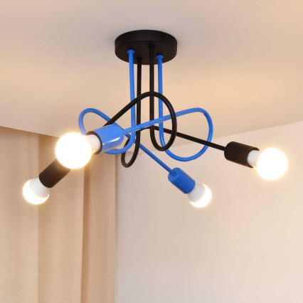 Полилей за повърхностен монтаж OXFORD 4xE27/15W/230V черен/син