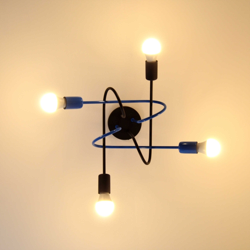 Полилей за повърхностен монтаж OXFORD 4xE27/15W/230V черен/син