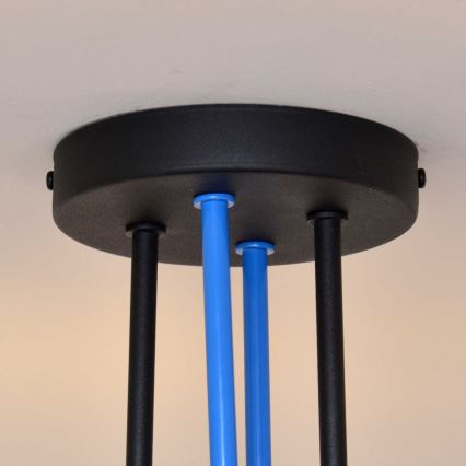 Полилей за повърхностен монтаж OXFORD 4xE27/15W/230V черен/син