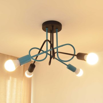 Полилей за повърхностен монтаж OXFORD 4xE27/15W/230V черен/тюркоаз