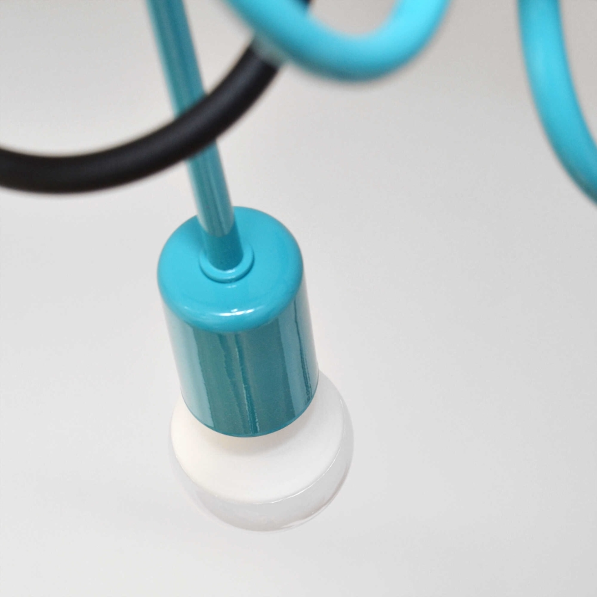 Полилей за повърхностен монтаж OXFORD 4xE27/15W/230V черен/тюркоаз