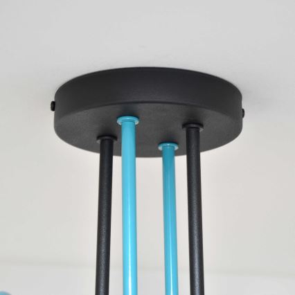 Полилей за повърхностен монтаж OXFORD 4xE27/15W/230V черен/тюркоаз