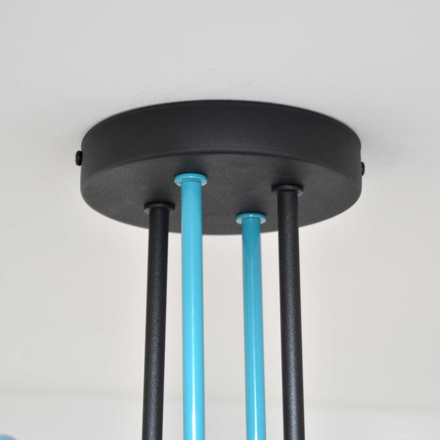 Полилей за повърхностен монтаж OXFORD 4xE27/15W/230V черен/тюркоаз