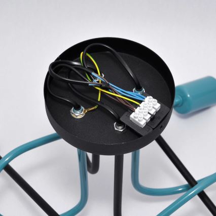 Полилей за повърхностен монтаж OXFORD 4xE27/15W/230V черен/тюркоаз