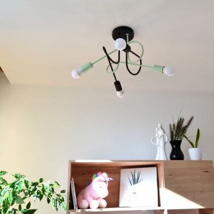 Полилей за повърхностен монтаж OXFORD 4xE27/15W/230V черен/зелен