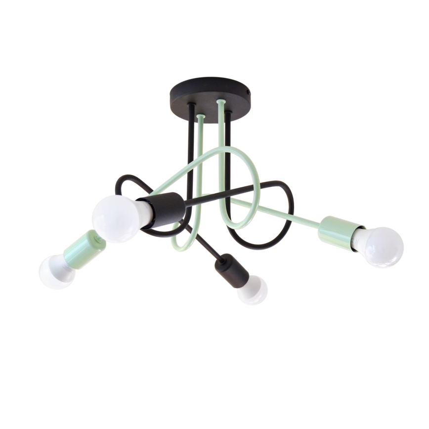 Полилей за повърхностен монтаж OXFORD 4xE27/15W/230V черен/зелен