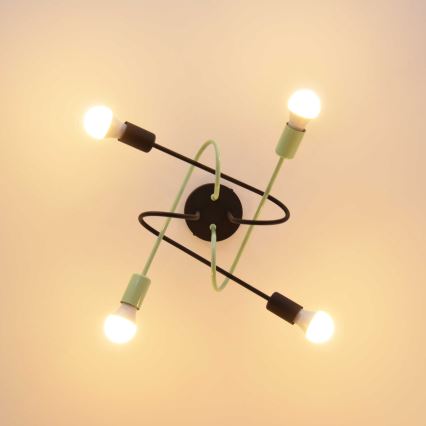 Полилей за повърхностен монтаж OXFORD 4xE27/15W/230V черен/зелен