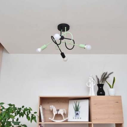 Полилей за повърхностен монтаж OXFORD 4xE27/15W/230V черен/зелен