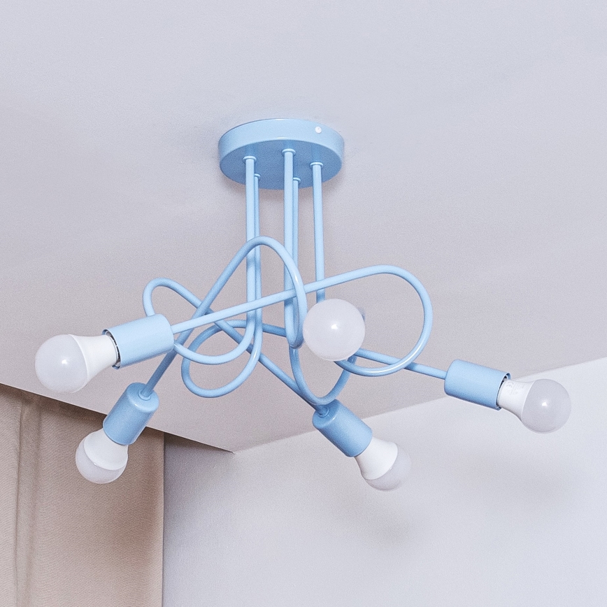 Полилей за повърхностен монтаж OXFORD 5xE27/15W/230V син