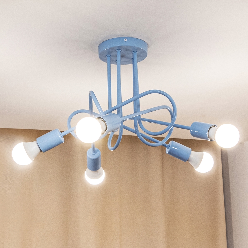 Полилей за повърхностен монтаж OXFORD 5xE27/15W/230V син