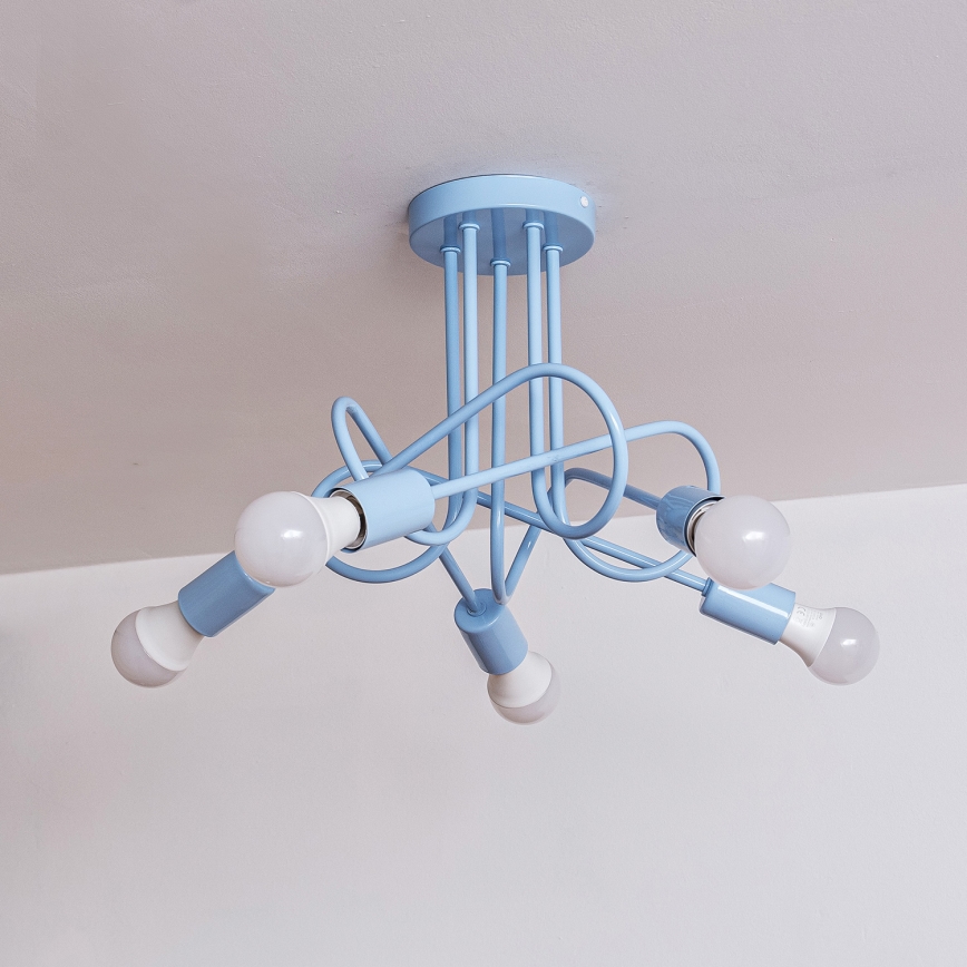 Полилей за повърхностен монтаж OXFORD 5xE27/15W/230V син