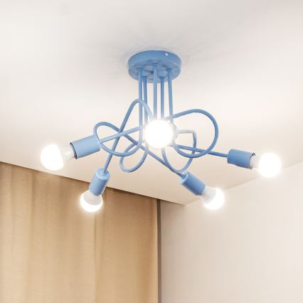 Полилей за повърхностен монтаж OXFORD 5xE27/15W/230V син