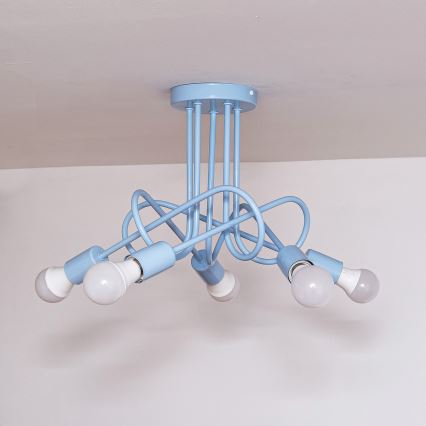 Полилей за повърхностен монтаж OXFORD 5xE27/15W/230V син