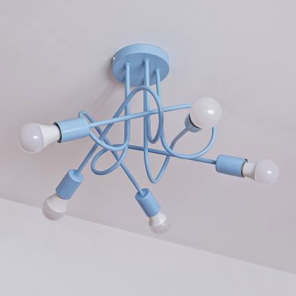 Полилей за повърхностен монтаж OXFORD 5xE27/15W/230V син