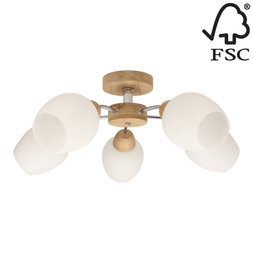 Полилей за повърхностен монтаж PARMA 5xE27/40W/230V дъб - FSC сертифициран