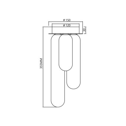 Полилей за повърхностен монтаж PAX 3xG9/9W/230V златист