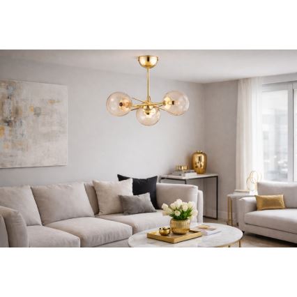 Полилей за повърхностен монтаж PRIMERY 5xE14/10W/230V златист