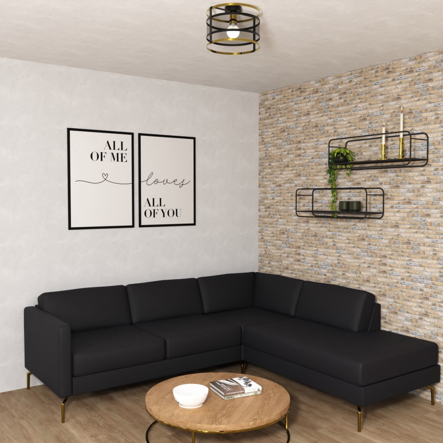 Полилей за повърхностен монтаж RIM 1xE27/60W/230V черен/златист