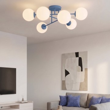 Полилей за повърхностен монтаж ROMA 6xE14/10W/230V син
