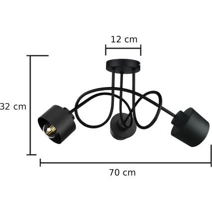 Полилей за повърхностен монтаж SIMPLY BLACK 3xE27/60W/230V