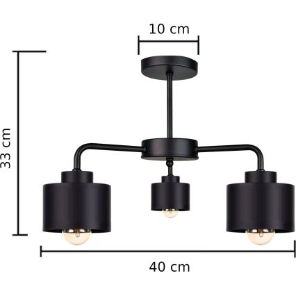 Полилей за повърхностен монтаж SIMPLY BLACK 3xE27/60W/230V