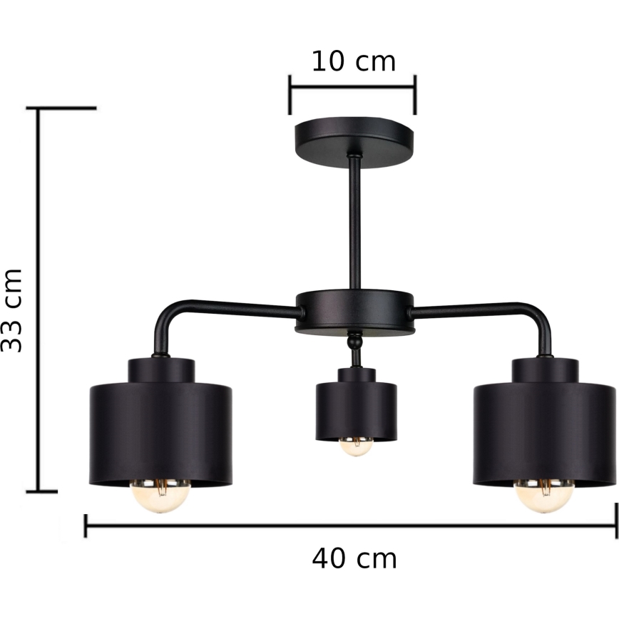 Полилей за повърхностен монтаж SIMPLY BLACK 3xE27/60W/230V