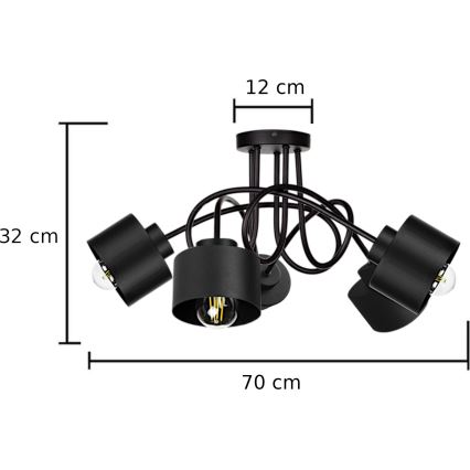 Полилей за повърхностен монтаж SIMPLY BLACK 5xE27/60W/230V