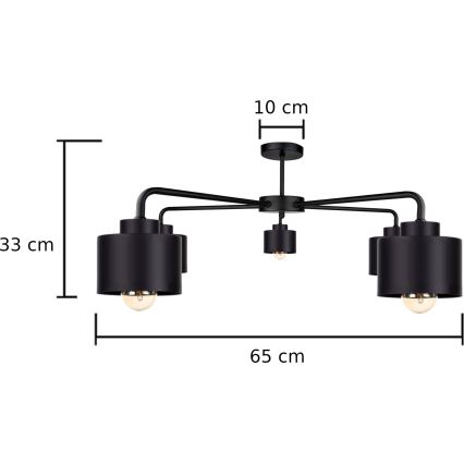 Полилей за повърхностен монтаж SIMPLY BLACK 5xE27/60W/230V
