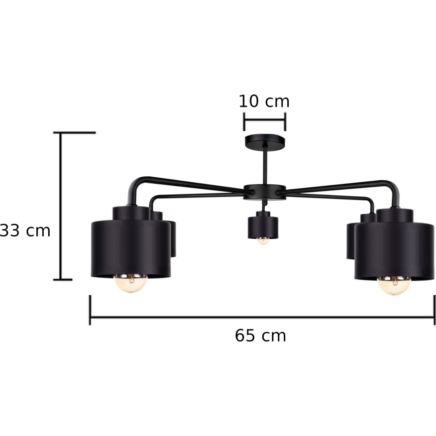 Полилей за повърхностен монтаж SIMPLY BLACK 5xE27/60W/230V