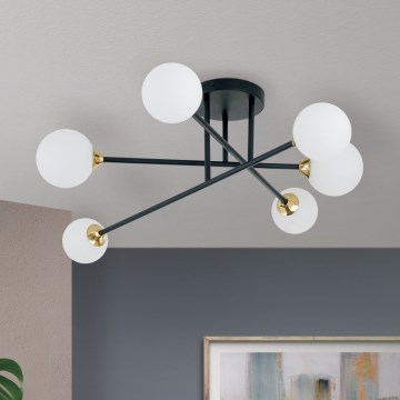 Полилей за повърхностен монтаж SNOWWHITE 6xG9/20W/230V Ø 84 см черен/златист