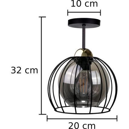 Полилей за повърхностен монтаж SOLO BLACK 1xE27/60W/230V черен/златист