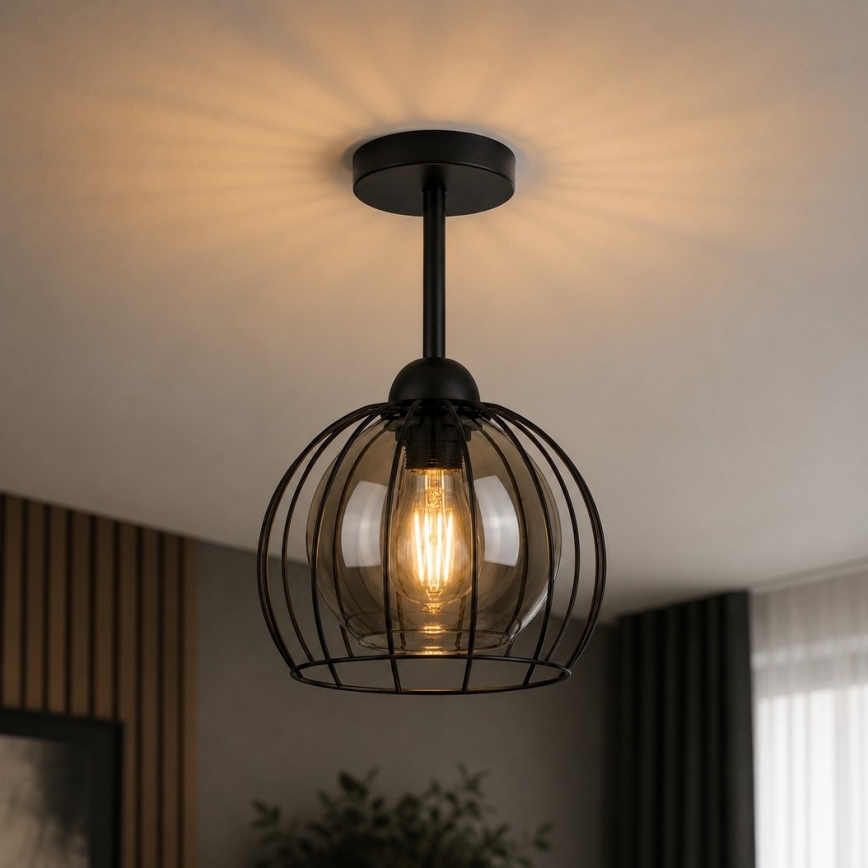 Полилей за повърхностен монтаж SOLO BLACK 1xE27/60W/230V черен/опушен