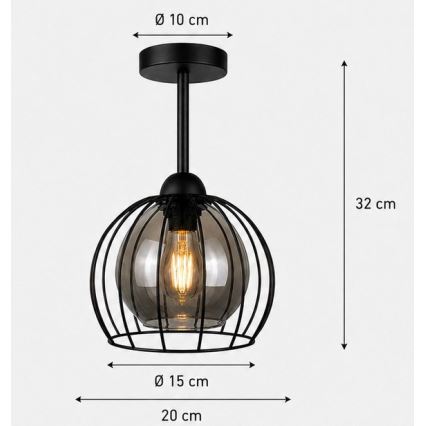 Полилей за повърхностен монтаж SOLO BLACK 1xE27/60W/230V черен/опушен