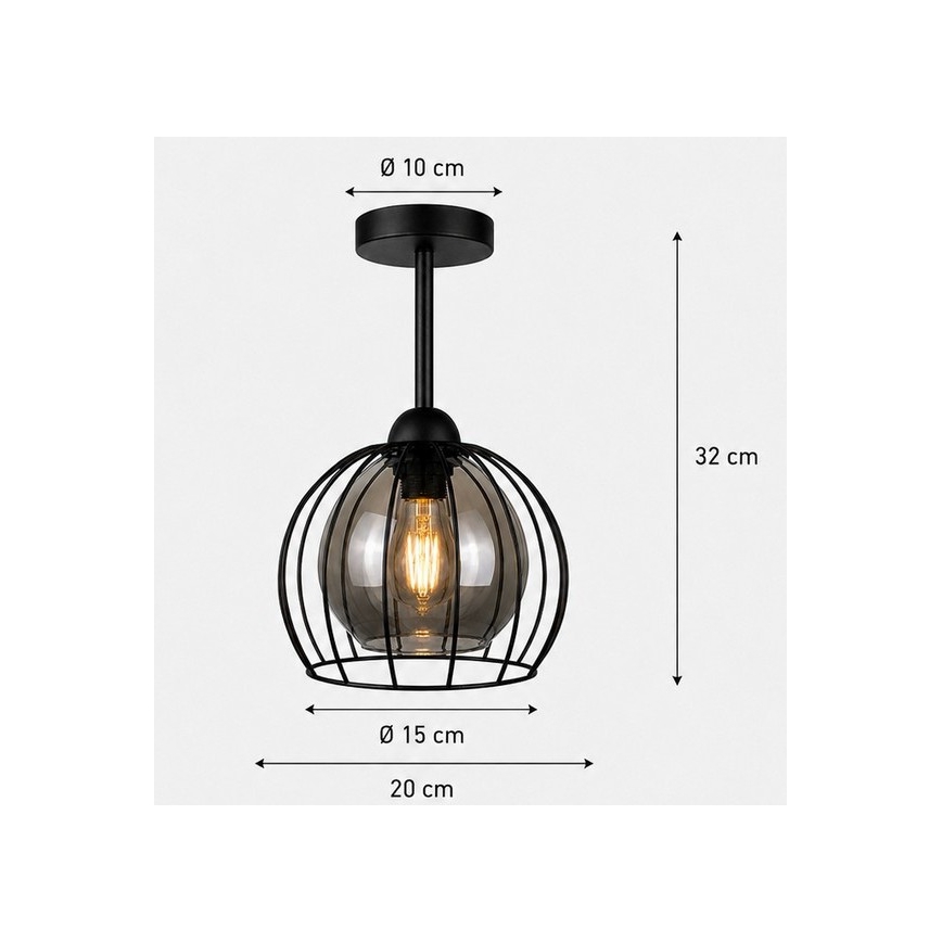 Полилей за повърхностен монтаж SOLO BLACK 1xE27/60W/230V черен/опушен