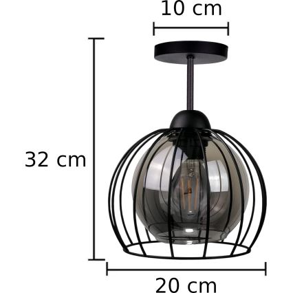 Полилей за повърхностен монтаж SOLO BLACK 1xE27/60W/230V черен/опушен