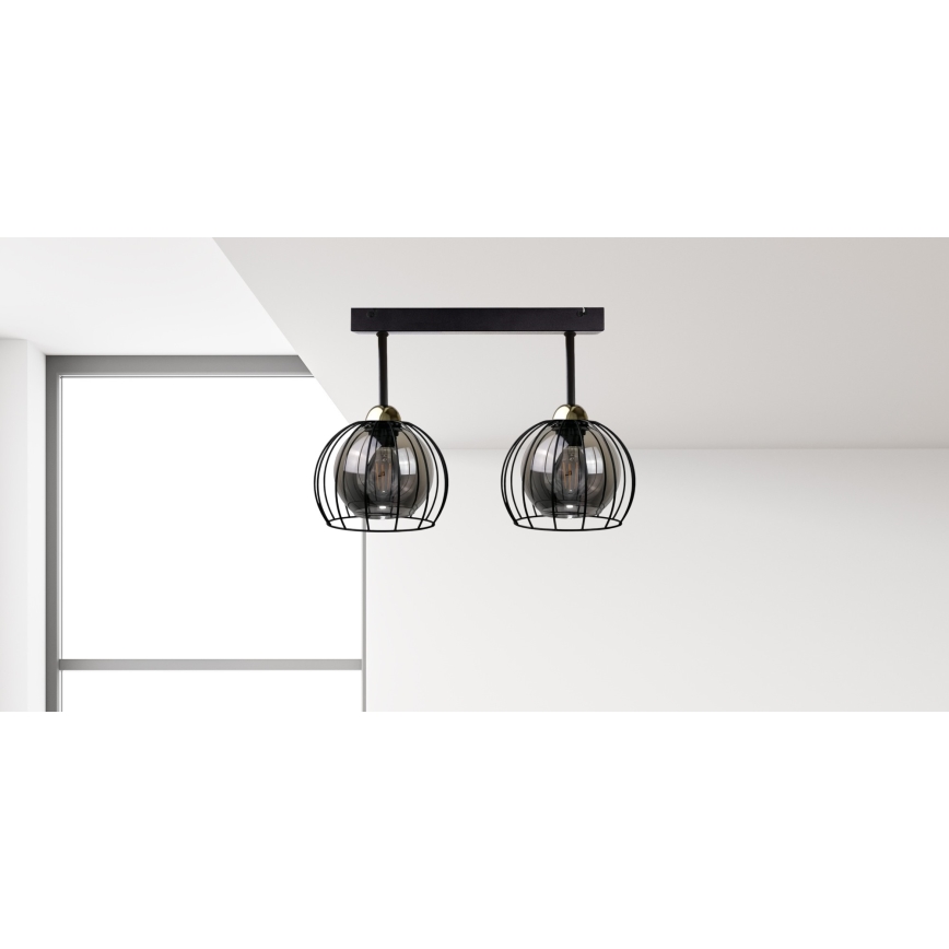 Полилей за повърхностен монтаж SOLO BLACK 2xE27/60W/230V черен/златист