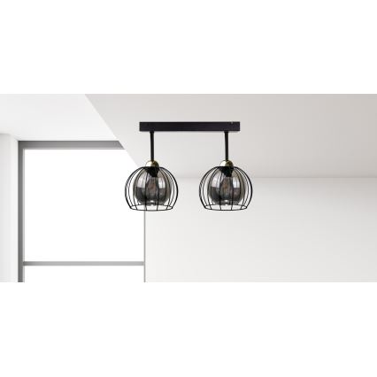 Полилей за повърхностен монтаж SOLO BLACK 2xE27/60W/230V черен/златист