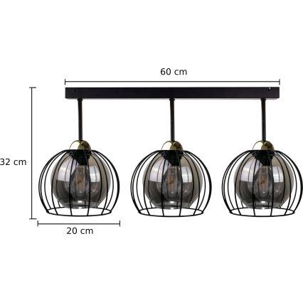 Полилей за повърхностен монтаж SOLO BLACK 3xE27/60W/230V черен/златист