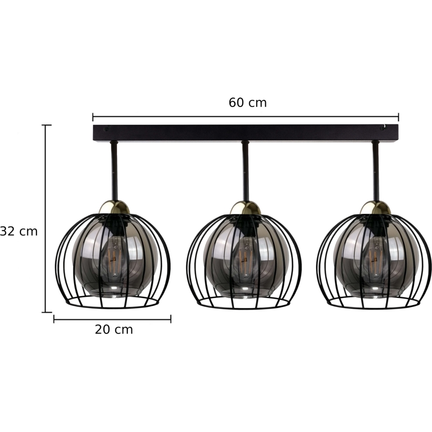 Полилей за повърхностен монтаж SOLO BLACK 3xE27/60W/230V черен/златист