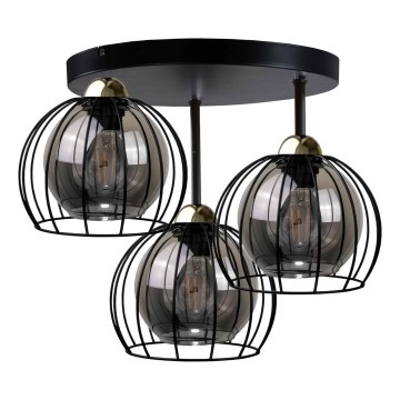 Полилей за повърхностен монтаж SOLO BLACK 3xE27/60W/230V Ø 30 см черен/златист